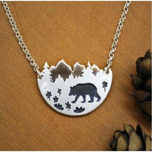 2021 Valley Series Summer New Flower and Bear Female Pendant Necklace Fashion Simple Female Clavicle Chain Necklace Jewelry