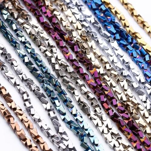4*4*2mm Natural Black Hematite 8-shaped Loose Beads Plating Colorful Gasket for Women Jewelry Making DIY Necklace Bracelet Parts