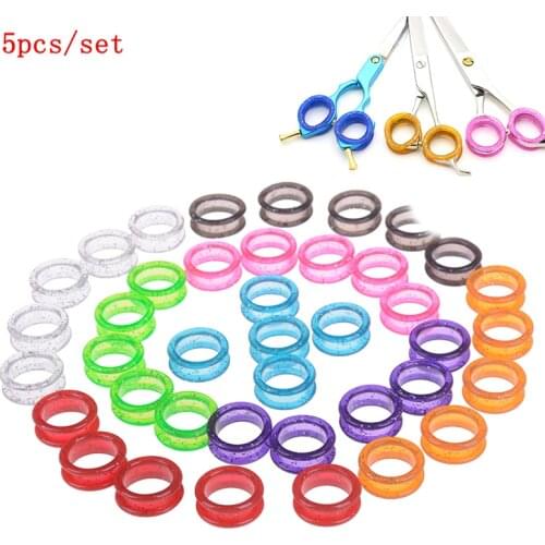 5Pcs professional Silica gel hair scissors ring cutting barber makas scissor Circle thinning shears hairdressing scissors rings