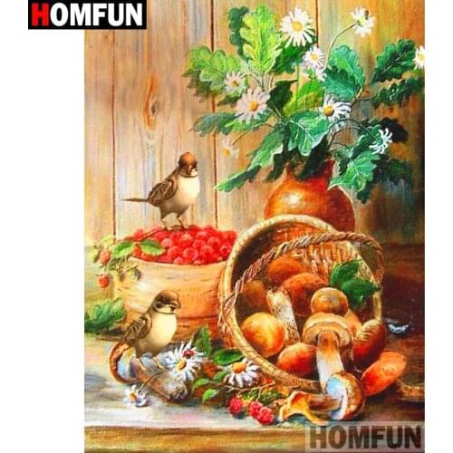 HOMFUN Full Square/Round Drill 5D DIY Diamond Painting "Bird mushroom" 3D Diamond Embroidery Cross Stitch Home Decor A19125