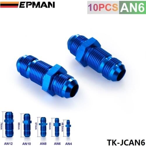6AN AN-6 9/16 MALE THREAD STRAIGHT FLARE BULKHEAD FLARE BLUE ALUMINUM FINISH FITTING TK-JCAN6