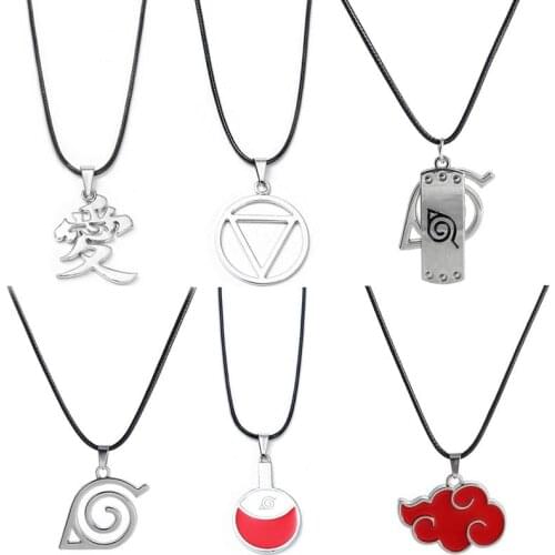 Anime Naruto Cosplay Necklace Uchiha Sasuke Gaara prop Accessories Village of Kino Hagakure Sign Jewelry Props