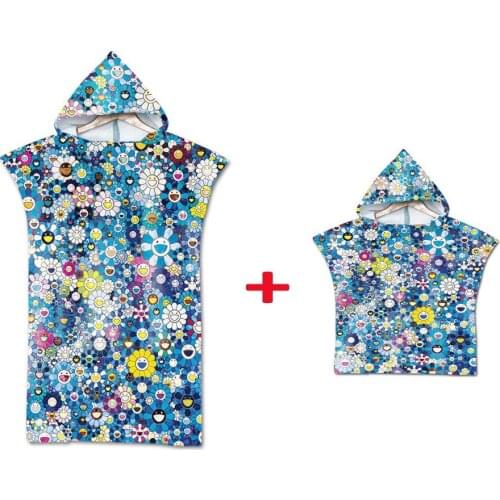 Mother+Kid Hooded Bath Towel Poncho Children Mom Adult Bathrobe Towels Bath Robe Quick Dry Absorbent Travel Sports Beach Towel