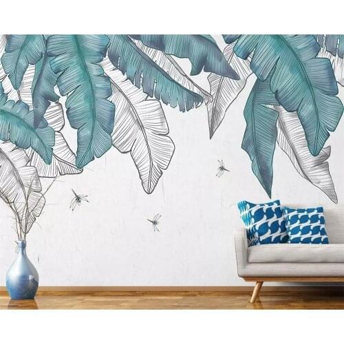 Beibehang Custom wallpaper hand painted watercolor plant leaves living room bedroom background wall home decoration 3d wallpaper