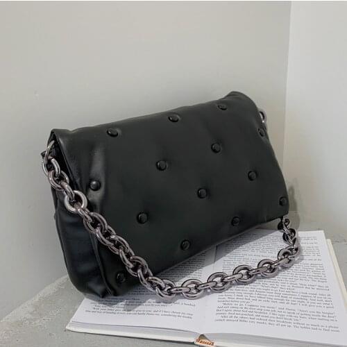 Designer Branded Shoulder Bags for Women 2021 Summer New High Quality Thick Metallic Feel Chain Luxury Purses Leather Clutch Bag