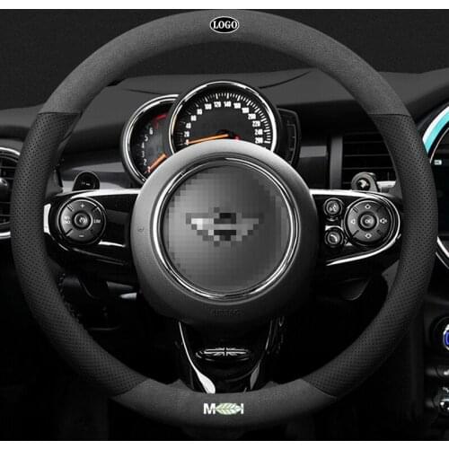 For MINI 3D Laser Printing Logo Cow Leather Car Steering Wheel Cover Fit Countryman Cooper Clubman Paceman JCW R55 F55 F56 R58