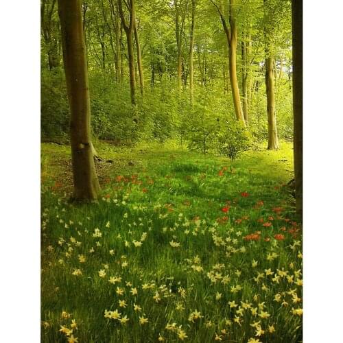 Computer Printed Photography Backdrop Photocall for Photo Studio Forest Grassland Flowers Vinyl Background for Photo Shooting