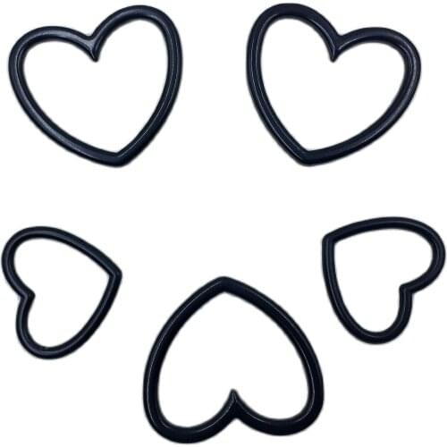 5 PCS Black Plating Heart Close End Ring For Bag Hat Jeans Shoe Leather Craft Chocker Collar Diy Lolita Harajuku Accessories