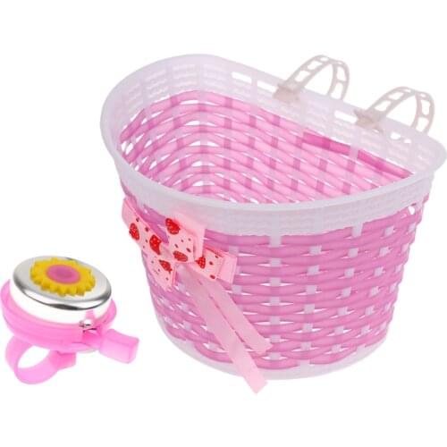 Hot Sell Children Kids Girl Bike Front Basket Bicycle Shopping Stabilizer + Bell Horn Bicycle Accessories