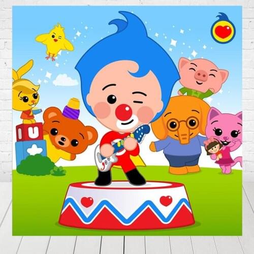 Cute Cartoon Plim Plim Backdrops For Photography Kids Boys 1st Birthday Party Backgrounds Customized Photo Studio