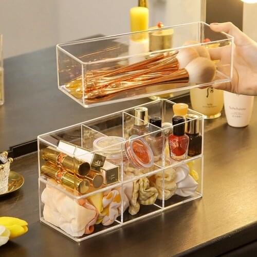 Multifunction Cosmetic Pen Storage Box Makeup Brush Organizer Acrylic Transparent Stackable Dresser Accessories Lipstick Shelf