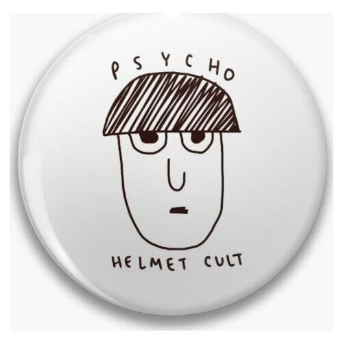 Psycho Helmet Cult Soft Button Pin Collar Metal Fashion Jewelry Women Lapel Pin Creative Hat Cartoon Lover Brooch Badge Gift
