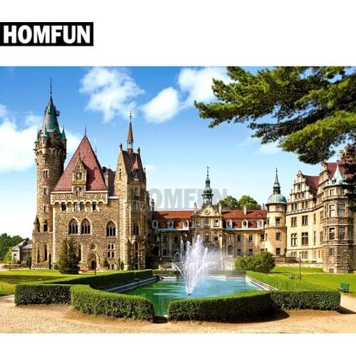 HOMFUN Full Square/Round Drill 5D DIY Diamond Painting "Castle Scenic" Embroidery Cross Stitch 5D Home Decor Gift A02282