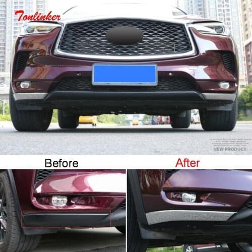 Tonlinker Exterior Front Bumper Beside Cover stickers for INFINITI QX50 2018-20 Car Styling 2 PCS Stainless steel Cover stickers