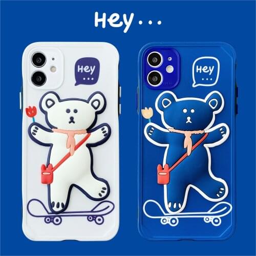 New Cartoon 3D Bear Case for iphone 12 mini pro max 11 X XS XR XSMax 7 8 7Plus Anti Falling Soft Shell Fundas Para For iphone