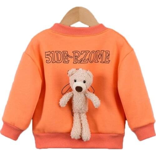 Autumn Winter Kids Baby Pullover for Boy Girl Sweater New Fashion Cartoon Bear Cotton Coat for Children Fleece Plush Sweater