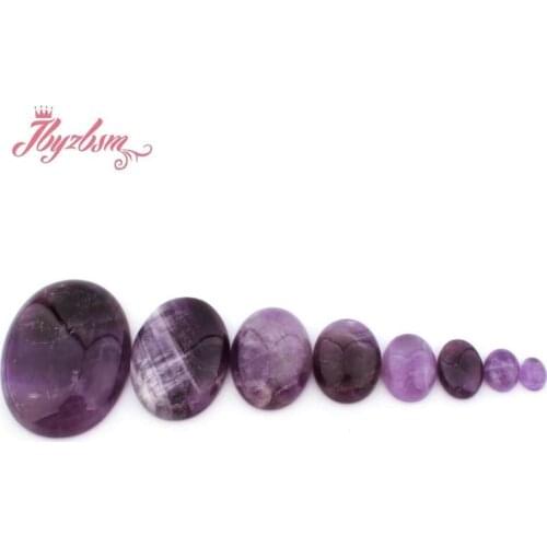 Oval Coin Amethysts CAB Cabochon Flatback Dome Undrilled Natural Stone Beads For DIY Pandandt Earring Ring Jewelry Making 5pc