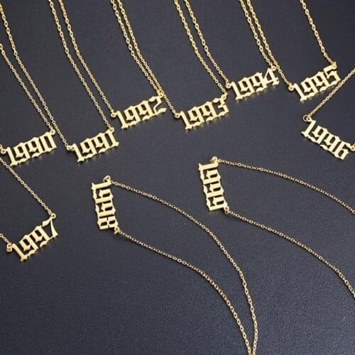 Cxwind Year Necklace for Women Girl Friendship Number 1985-2020 Birthdate Necklaces Chain Birthday Gift Fashion Daily Jewelry