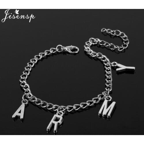 Punk Jimin ARMY Letter Bracelets for Women Men KPOP Boys Jewelry Bracelet Jin SUGA j-hope Jimin Love Yourself Jewelry Accessorie