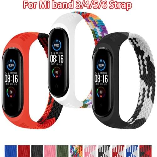 2021 NEW Latest style Braided Loop Straps For Xiaomi MI Band 5 Nylon Fabric Elastic belt bracelet Wrist Strap For Mi band 4 3 6