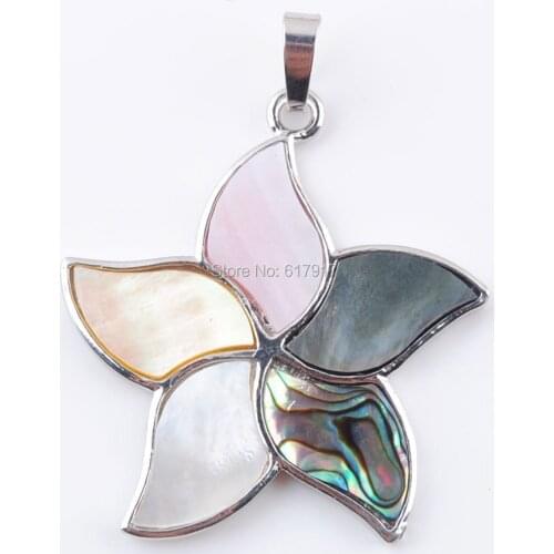 RONGZUAN Natural New Zealand Abalone Shell Gem stone Beads Pentagram Pendant Women Men Jewelry 1PCS TN3583
