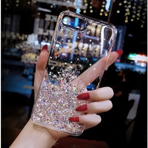 Transparent Shining Sequin Case For Huawei Y5 Y6 Y7 Y9 Prime 2019 2018 2017 Soft TPU Back Cover For Huawei Honor 7A Pro 7C Case