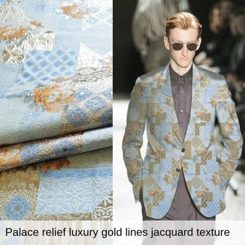 Palace embossed luxury gold silk jacquard dress fabric, sewing fabric factory store is not out of stock