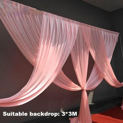 Luxury pink wedding backdrop curtain swags for 3*3M background event party curtain swags only Customized Color