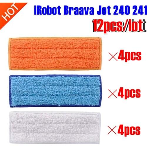 12 pcs/lot robot cleaner brushes spare parts 4pcs Wet Pad Mop +4pcsDamp Pad Mop + 4pcs Dry Pad Mop for iRobot Braava Jet 240 241