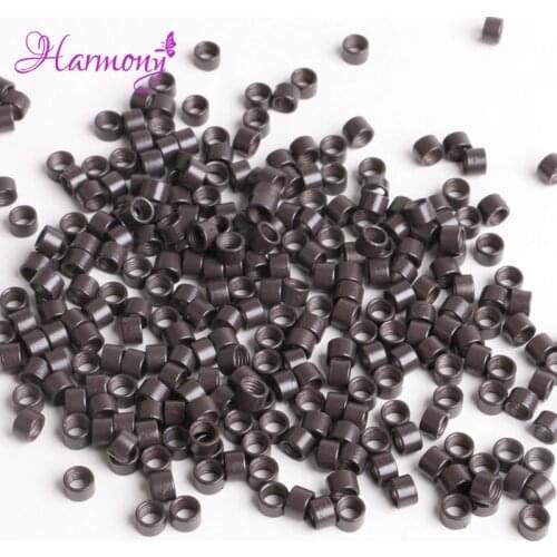 Screw Micro Rings 4.5*3*3MM 1000Pcs/Bottle #5 Medium Brown Hair Beads Microring Hair Crimp Beads Hair Extension Tubes