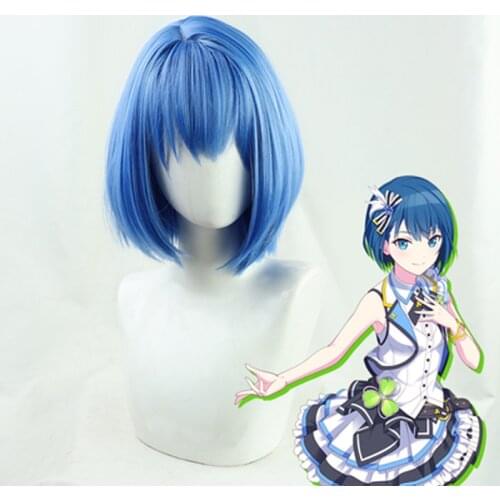 VTuber Kiritani Haruka Wig MORE MORE JUMP! Straight Blue Girls Cosplay Short Synthetic Hair Role Play + Wig Cap
