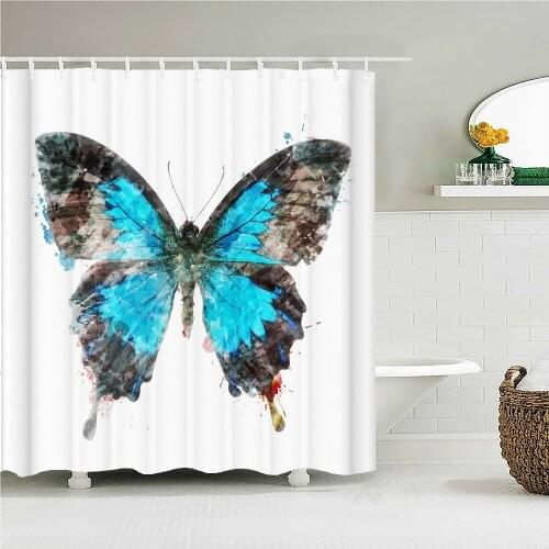 Colorful Beautiful Butterfly Shower Curtain Bathroom Curtains Waterproof Polyeste Fabric Bathtub Decor With Hooks 180X180cm