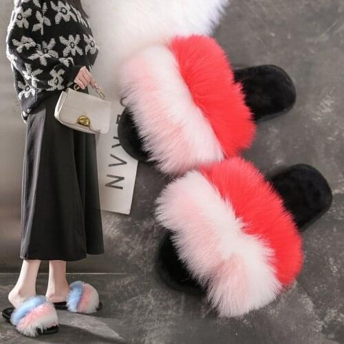 Womens shoes fashion fluffy slide fur slippers flat bottomed open toe womens Suede low heel slippers