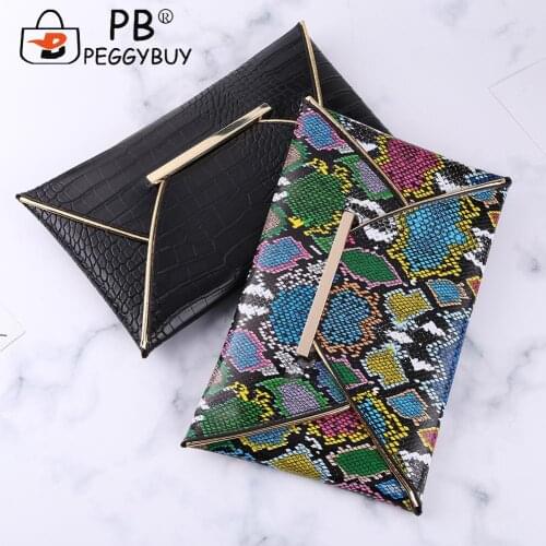 Ladies Fashion Alligator Snake Pattern Purse Small PU Leather Clutch Bags for Women Luxury Designer Evening Clutches