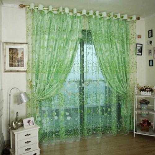 1 PC Floral Print Curtains Modern Postoral Curtains for Living Room Transparent Curtains Window Drapes Sheer for the Bedroom