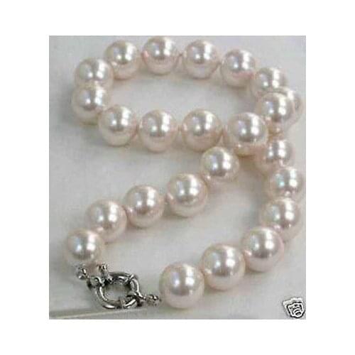 100% Brand New High Quality Fashion Picture>> Huge noblest southsea white pink shell pearl necklace 12mm AA