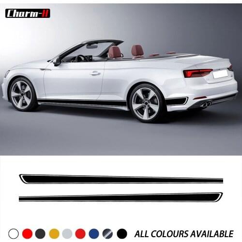 2pcs for Audi A3 A5 A7 Car Styling Side Skirt Sticker Racing Sport Stripes Decal Decor Accessories