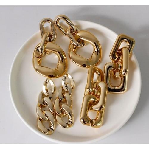 2020 new retro exaggerated gold acrylic cufflink earrings womens gold retro punk geometric tassel earrings