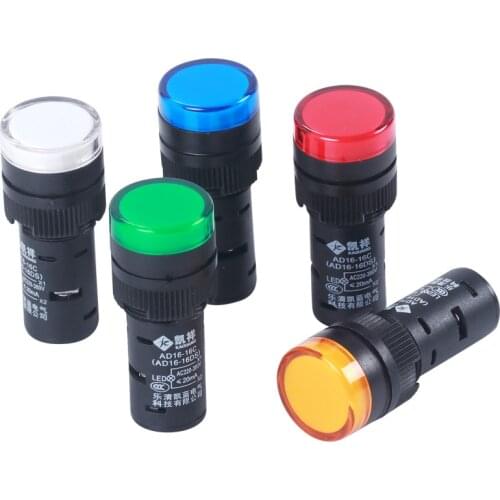 6V, 12V, 24V, 220V, 380V, 16mm 1pcs Panel Mounted LED Power Indicator Pilot Light AC / DC Universal Signal lamp