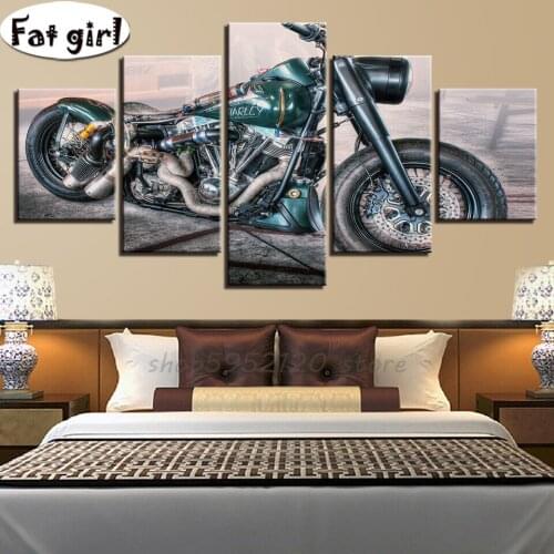 5D DIY Diamond Painting Retro cool locomotive mosaic square round Diamond Rhinestone Embroidery wall art cross stitch decor