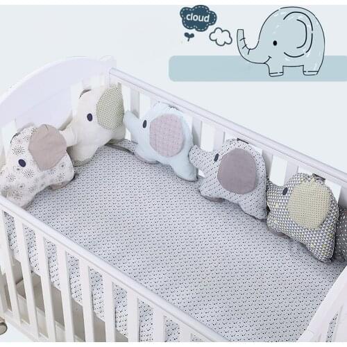 6PCS/Set Baby Bed Bumper Cushion Cotton Cartoon Elephant Infant Crib Bumper Soft Baby Bedding Around Protector Room Decoration