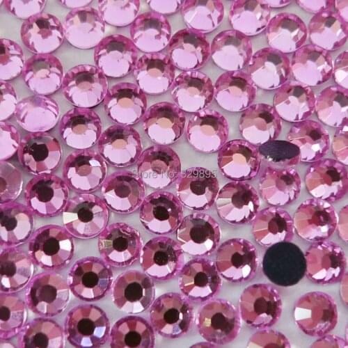 Shinning SS6-SS20 LT.Pink DMC HotFix Rhinestones Flatback Glass Iron-on For garment shoes nail jeans Decorations with glue