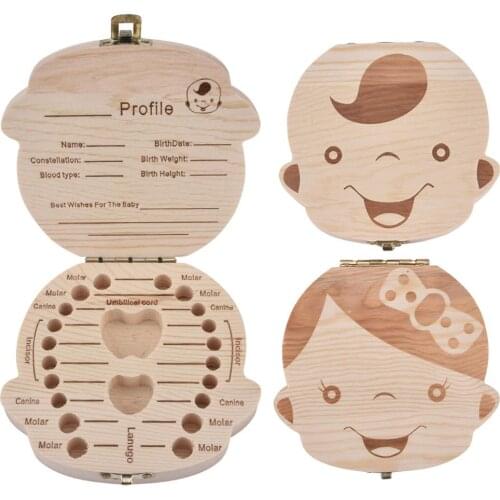 Wood Milk Tooth Box Child Teeth Case for Baby Teeth Storage Collecting Organizer Gifts