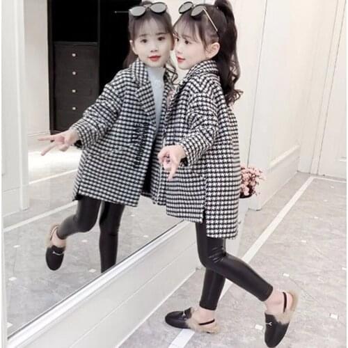 New Winter Children Jackets Coats For Girls Autumn Teengers Wool Kids Tops Outwear Turn-down Collar Windbreaker Thick Warm Coat