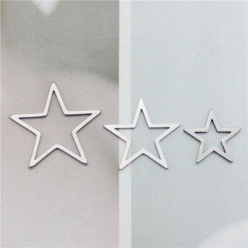 Julie Wang 12PCS Hollow Star Charms Stainless Steel Gold Silver Color Geometric Pendants Bracelet Jewelry Making Accessory