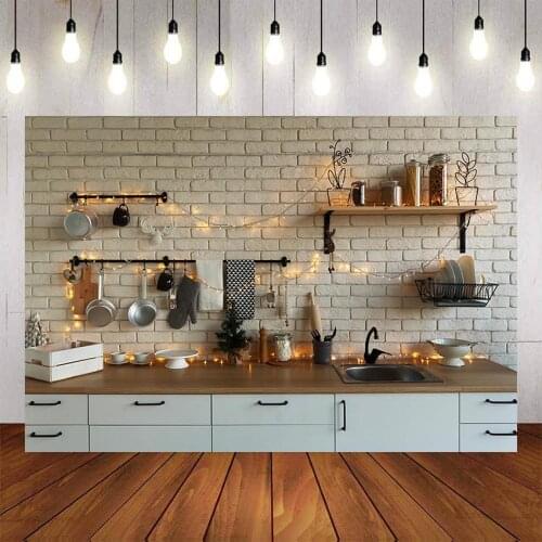 Mehofond Merry Christmas Photography Background Christmas kitchen Cupboard Flash Decoration Tree Backdrop Photo Studio Backdrop