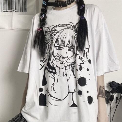Japanese High Street Harajuku Cartoon Female Girls Students Tshirt Women White Streetwear Lovely Friends Gift Student Sweatshirt