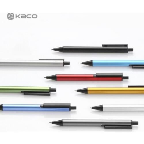 KACOGREEN TUBE Gel Pen Color Metal Sign pen 0.5MM Black Ink Press Gel Pens For School Student Office Stationery KACO Pens