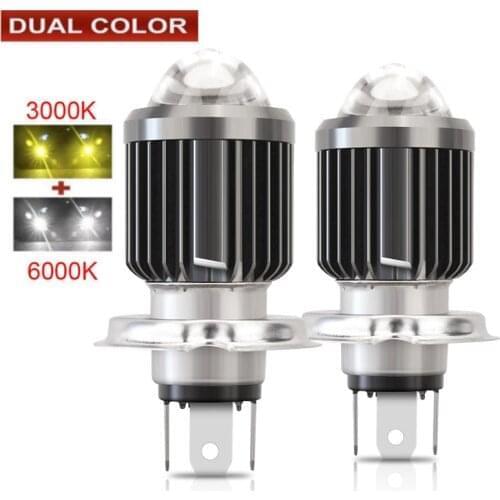 H11 H7 H3 H4 LED Motorcycle Car Headlight Bulb HS1 Dual Color Moto Scooter Light Hi/Lo 3000K 6000K Motor Bike Headlamp Fog Lamp