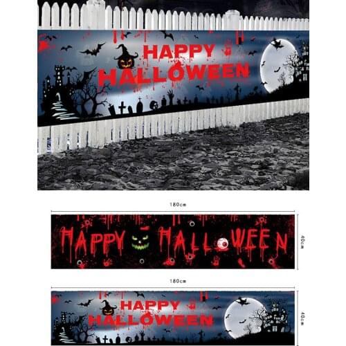 Halloween Banner Pull Banner Decoration Celebration Party Hanging Decoration Porch Background Wall Deco Foldable Poster JU0207